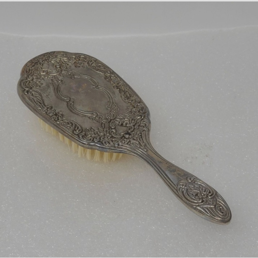 Antique Elegant Silver Detailed Hair Brush 8” long